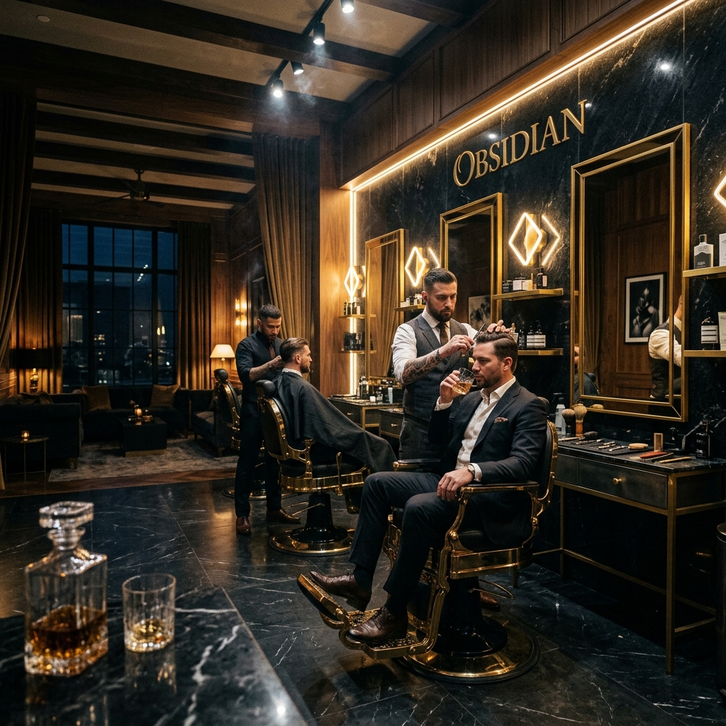 Interior de Barbearia Luxuosa